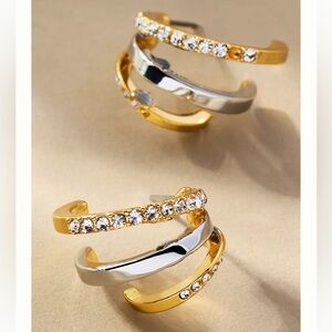 Anthropologie Gold & Silver Crystal Spiral Ear Cuff